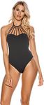 Billabong Women's Sol Searcher Strappy High Neck One Piece Swimsuit, Black Sands, Small