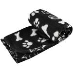 YORKSHIRE HOMEWARE Jumbo Size Pet Blankets | Dog Cat Large Soft Fleece | Paw Print Design Blankets | Bedding For a Puppy or Kitten | Cozy Winter Fur Bed Sofa Dog Cat Animal Plush Throws (Black)