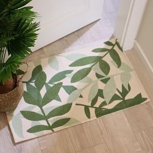 AMIDA 2'x3' Indoor Doormats No Slip Green Monstera Leaf Door mat Machine Washable Resist Dirt Entrance Mat Low-Profile Inside Entry Doormats for Entryway