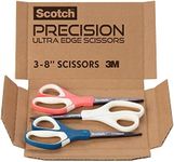 Scotch Scissors, 8" Precision Ultra Edge Scissors, Titanium Fused Blades, 3 Pairs, Blue, Pink, Green