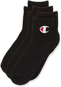 Champion Kids C Logo Quarter Crew Socks (3 Pack), Black, Medium