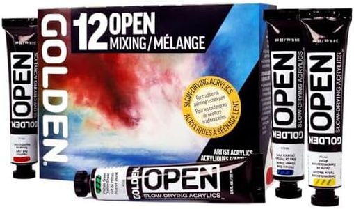 Golden Artist Colors, Open Slow-Drying Acrylics, 12-Color Mixing Set