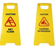 Mitrin cleaning progress sign board, Wet Floor Sign Board, (2 In 1), yellow caution sign board, Cleaning in progress sign board, slippery floor board, caution sign board, Floor Cleaning Signs boards, Plastic sign Board. (pack of 2)