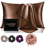 Premium Satin Silk Pillow Covers for Hair and Skin, Pack of 2 Satin Pillow Cover with 3 Satin Scrunchies and Bonnet for Women, Best Gift Combo, Silk Pillow Covers with Envelope Closure (Multicolor)