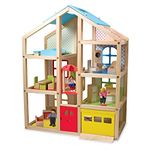 Melissa and Doug Hi-Rise Wooden Dollhouse and Furniture Set (1:12 Scale Doll house, Open-Sided, Multi-Color, 18 Pieces, 76.2 cm H × 60.325 cm W × 33.02 cm L)