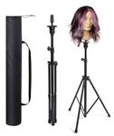 D-DIVINE Wig Head Stand Metal Mannequin Head Tripod Stand Adjustable with Carrying Bag