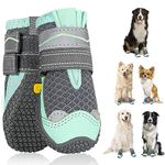 SlowTon Winter Dog Boots - Dog Shoes for Large Small Medium Dogs with Soft Non-Slip Rubber Sole for Snow Hardwood Floors, Waterproof Adjustable Dogs Paw Protector Booties Reflective (2 Pack,Green #8)