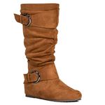 RF ROOM OF FASHION Dublin-01 Women's Wide Calf Wide Width Knee High Boots w Pocket - Plus Size Friendly, Camel Wide Calf, 7.5 Wide