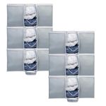 HomeStrap Set of 6 Non Woven Underbed Storage Organizer/Blanket Cover Bag with Transparent Window and Front Handle for Quilt, Clothes (Grey)