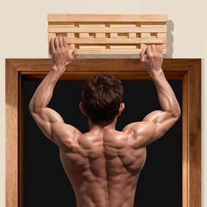 SINGBLA DIY Hangboard Rock Climbing, Wooden Climbing Hang Board as Training Fingerboard with Magnetic Multifunctional Block, Doorway Hangboard for Hanging Practice and Finger Strength Training