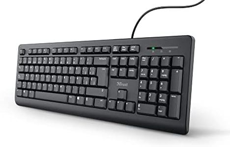 Trust Taro Teclado - Disposición QWERTY Español, Resistente a los Vertidos, Cable de 1.8m, Conexión USB, Windows, Mac, PC, Laptop, Ordenador Portátil, Negro