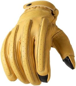 OZERO Leather Motorcycle Gloves for Men, Goatskin Riding Touchscreen,Medium