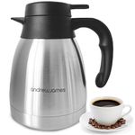 Andrew James 1L Thermal Coffee Carafe Double Walled Vacuum Jug, Stainless Steel Insulated Tea & Coffee Pot for Hot and Cold Drinks, Thermal Jug Flask Leak Proof Coffee Dispenser, Durable and Portable