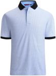 Alex Vando Mens Polo Shirts Short Sleeve Regular Fit Fashion Designed Shirt, White W/ Blue Dots, Large