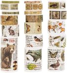 Songdao 18 Rolls Vintage Washi Tape Pack Retro Arts Adhesive Tapes Wide Monologue Decorative Masking Tape Sets for Craft, Kids, Scrapbook, DIY, Gift Wrapping (Jungle Trails)