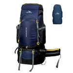 TRAWOC VALOR MAX 75 Ltr Travel Backpack Camping Hiking Trekking Bag Rucksack Bag for Men & Women with Rain Cover/Shoe Compartment, Navy Blue, 3 Year Warranty