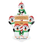 MAXORA Personalized Christmas Ornaments Family of 5 - The North Pole Penguin Family Ornament - Custom Family Christmas Ornaments 2024 – Gifts for Kids, Grandma, Grandpa – Durable Family Tree Décor