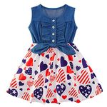 Enlifety 2-8T Toddler Girls American Flag Dress Sleeveless July 4th Patriotic Dresses for Independence Day, Flag, 7-8 Years