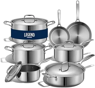 LEGEND COOKWARE Stainless Steel Cookware Set | 5 Ply, 14-Piece, Induction, Non-Toxic, Oven Safe | Best 18/8 Full Clad | Professional Kitchen Cooking, Heavy Chef Quality | PFOA, PTFE & PFOS Free