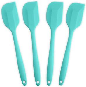 Silicone Spatula 4-piece Set, Heat-Resistant Non-stick Rubber Spatulas with Stainless Steel Core, Light Blue