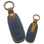 ontto Leather Key Fob Cover Car Key Holder Case Fit for Nissan Ariya Pathfinder Kicks X-Trail Rogue 8 Gen New Teana 2023 2024 Blue