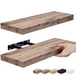 Sorbus Floating Shelves for Wall - Set Of 2 Rustic Wood Wall Shelves for Living Room, Kitchen, Bedroom, Bathroom Storage - 16" Book Shelf for Wall Decor, Home Decor, Farmhouse, Frames & Trophy Display