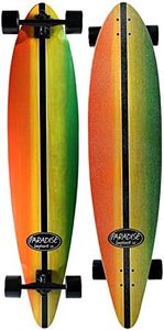 Paradise Longboard Pintail Complete Cruiser Skateboard, Rasta Stain, 10" x 46"