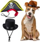 Aichiyu Pet Dog Hat Cowboy Hat Pirate Hat Formal Tuxedo Top Hat Witch Hat Halloween Costume Cap for Dog Cat (A)