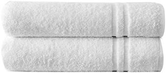 Towelogy® Luxury Hotel & Spa Bath Towels 100% Cotton 550 GSM Highly Absorbent & Quick Dry For Daily Use Bathroom Shower White 70cmx135cm (2 Bath Towels)