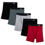 Fruit of the Loom Men's 5-Pack No Ride Up Covered Waistband Boxer Brief, Assorted,Medium (Colors may vary)