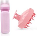 Root Comb Applicator Bottle and Scalp Massager Shampoo Brush Hair Coloring Dye for Home Salon Comb Applicators (Pink)