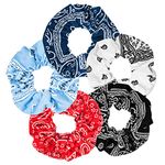 Scrunchies for Hair, 5PCS Bandana Scrunchy Hair Ties, Cotton Print Hair Bands for Women Hair Elastics Ties.