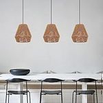 PINDODO 3 Pack Woven Pendant Light Fixtures,7" Rattan Pendant Lights Farmhouse Basket Light Fixture Adjustable Boho Hanging Lamp for Kitchen Island Bedroom Dining Room Foyer Hallway