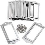 BCP 20pcs 80 x 35mm Silver Color Metal Office File Cabinet Shelves Drawer Name Card Label Holder Frames with Screws