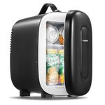 FOHERE Mini Fridge Portable, 5 Liter/6 Cans Small Fridge Cooler & Warmer, Quiet, DC/AC Power, Cmpact Mini Fridge for Bedrooms, Office, Skincare, Car, Travel, Black