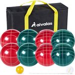 Aivalas Bocce Ball Set, 107mm Bocci Ball Set with 8 Resin Balls, Pallino, Measuring Tape, Carrying Bag, Bocce Balls Game for Outdoor Yard Backyard Lawn Beach(2-8 Players)