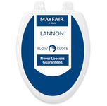 Mayfair 1843SLOW 000 Lannon Slow-Close Toilet Seat, Removable Enameled Wood Toilet Seat That Will Never Loosen, Elongated, White