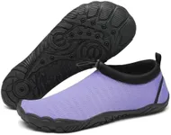 Mishansha Womens Water Shoes Mens Wide Toe Box Toe Swim Beach Shoes Quick Dry Non Slip Grape Purple 5.5 Women/3 Men