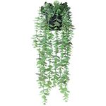 SOGUYI Artificial Hanging Plants, 45cm Small Fake Potted Hanging Eucalyptus Plants with 15 Vines, Faux Hanging Planter Greenery Indoor Outdoor for Shelf Wall Aesthetic Decor(Set of 1)