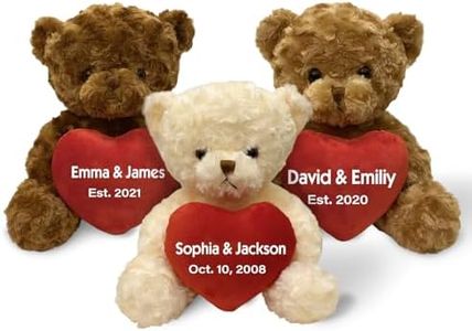 Custom Teddy Bear Stuffed Animal with Love Heart, Cute Plush Bear Personalized Name Text Date, Mothers Day Graduation Birthday Valentine Gifts for Girlfriend Boyfriend