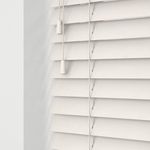 Custom Made To Measure Real Wooden Venetian Blinds with strings (50mm Slats) (Fog White, Up To 90cm (Width) x Up To 120cm (Drop))