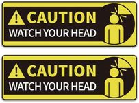 2 PCS Watch Your Head Sign Stickers, Easy Installation Self Adhesive Vinyl Safety Signs Decals for Warehouse Basement and Factory