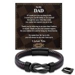 BOCHOI Fathers Day Gift Ideas for Dad Leather Bracelets Gifts for Dad Birthday Fathers' Day Gifts for Dad Daddy from Daughter Son, Dad Stepdad Father of Dad Gifts Christmas Bracelet for Men Inspirational Gifts Bracelet Healing