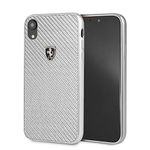 CG Mobile Ferrari iPhone XR Case - by CG Mobile - Silver Cell Phone Carbon Fiber | Easily Accessible Ports | Officially Licensed.