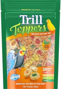 Trill Toppers Bird Treats, 20 Pack – Individual Pet Bird Food with Carrot, Peanut, Apple & Parsley toppings – Bird Seed disks with Millet, Canary Seeds, Pure Honey.