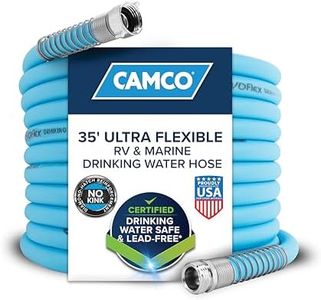 Camco EVOFlex 35-Ft RV Drinking Water Hose - Features Extra Flexible Design w/Stainless Steel Strain Relief Ends - Lead-Free, BPA-Free and Phthalate-Free - 5/8” Inside Diameter (22595)