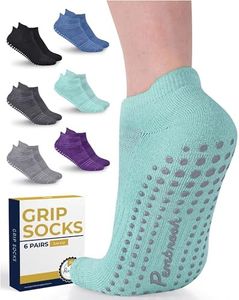 Pembrook Grip Socks, 6 Pairs - Unisex Non Slip Socks for Yoga, Barre, Pilates, Dance Non Skid Socks for Men and Women - Durable Machine Washable Socks