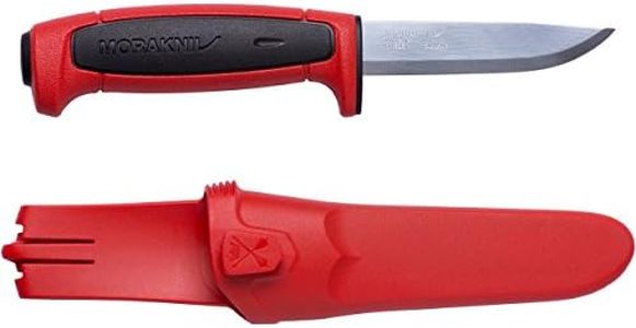 Morakniv Craftline Basic 511 High Carbon Steel Fixed Blade Utility Knife and Combi-Sheath, 3.6-Inch Blade, Red and Black