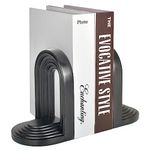 AELS Mordern Bookends, Mid Century Arch Heavy Duty Book Ends, Unique Decorative Bookend Supports for Shelves, Office Desktop Book Stand, Stopper for Books/Movies/CD, Black