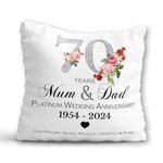 70th Wedding Anniversary Gift - Personalised 70th Anniversary Cushion - 70 Years Marriage Anniversary Pillow with Custom Names - Platinum Wedding Anniversary Present for Parents Grandparents